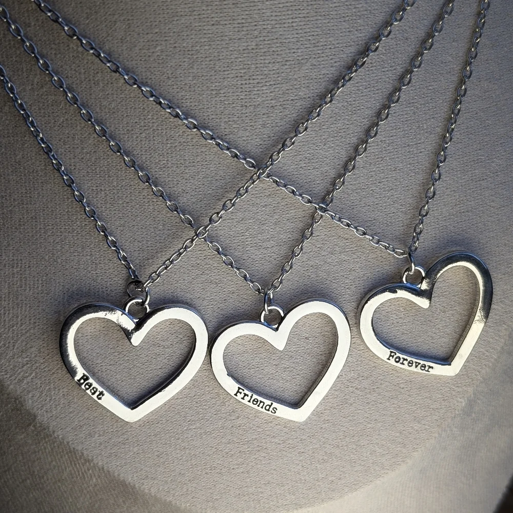 NEW ❤️ BEST FRIENDS FOREVER 3pk BFF necklace set silver stainless steel Kid's